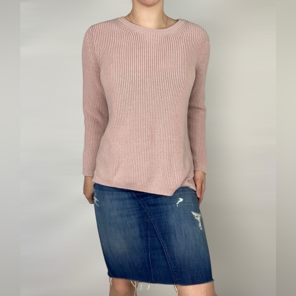 525 Cotton Emma Boyfriend Sweater Knit 100% Cotton Crewneck Long Sleeve Size M